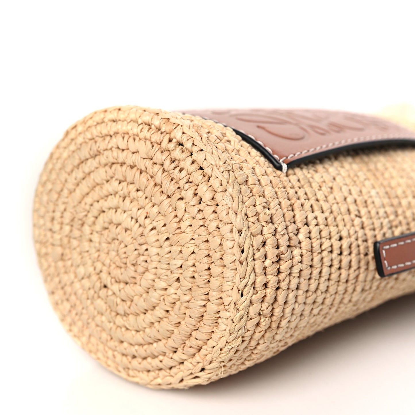 Calfskin Raffia Paulas Ibiza Bucket Bag Natural Tan