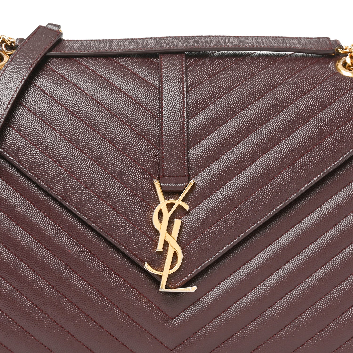 Saint Laurent Grain De Poudre Matelasse Chevron Large Monogram Satchel Amaranto 9 of 11