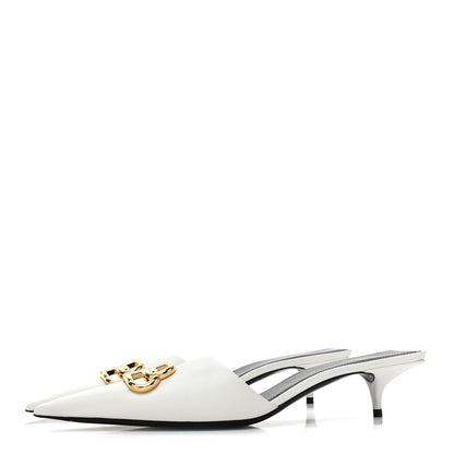 Balenciaga Soft Nappa BB Square Knife Pointed Toe 40mm Mules 40 White 3 of 8