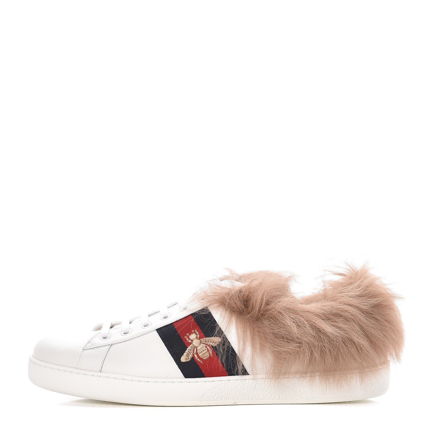 Calfskin Wool Web Bee Embroidered Mens Ace Sneakers 13.5 White