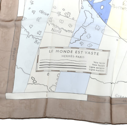 Hermes Silk Mousseline Le Monde Est Vaste Shawl 140 2 of 5