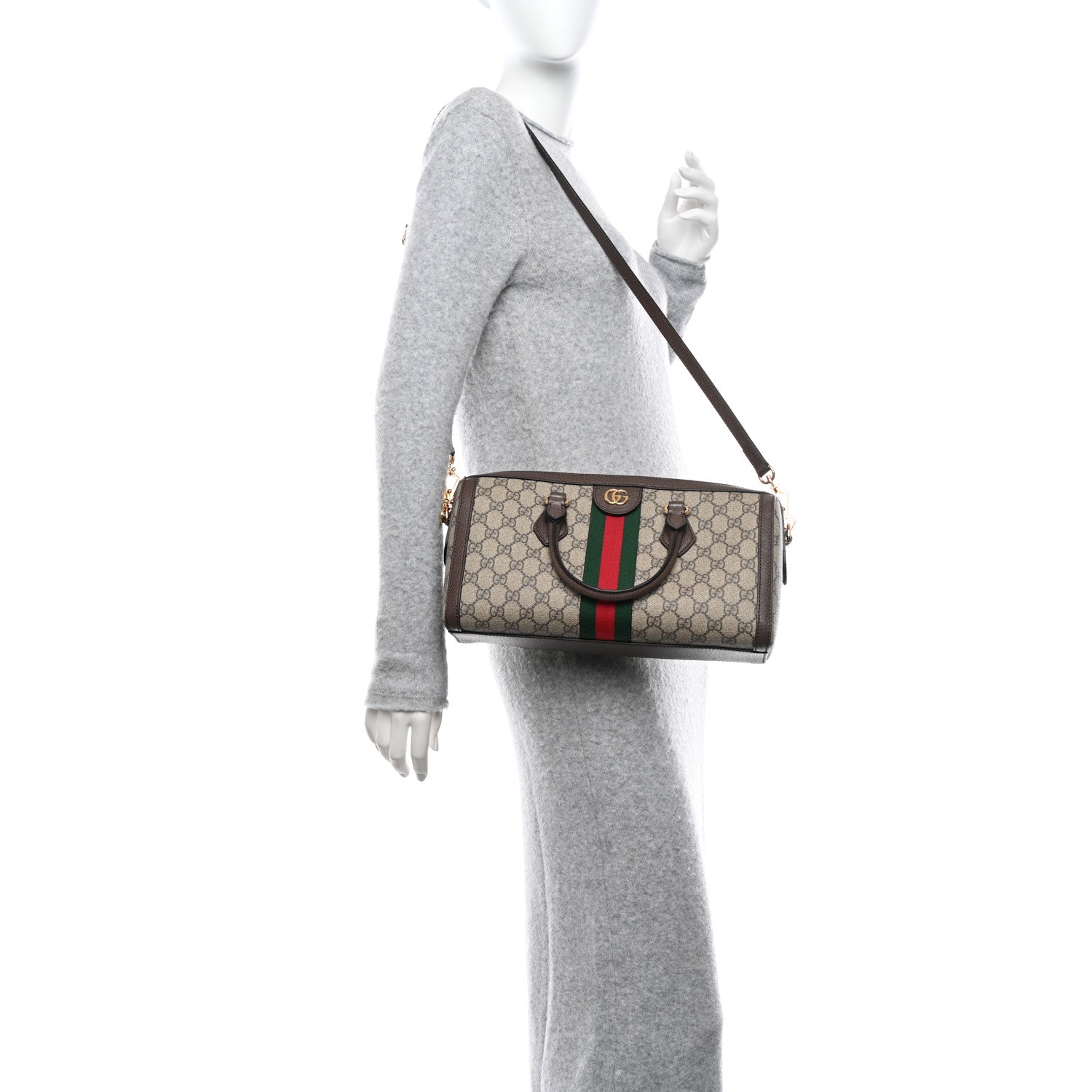 Gucci GG Supreme Monogram Web Medium Ophidia Boston Brown 2 of 11