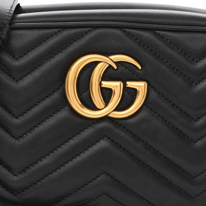 Gucci Calfskin Matelasse Small GG Marmont Chain Shoulder Bag Black 8 of 10