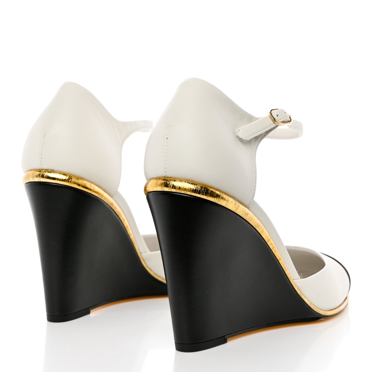 Lambskin Cap Toe Open Wedge 39 Black White