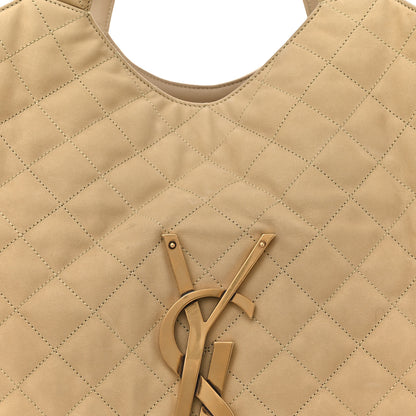 Saint Laurent Nubuck Suede Quilted Maxi Icare Shopping Tote Beige 9 of 14