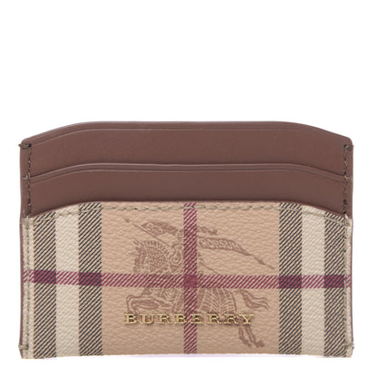 Burberry Soft Grain Calfskin Haymarket Check Izzy Card Case Tan 1 of 6
