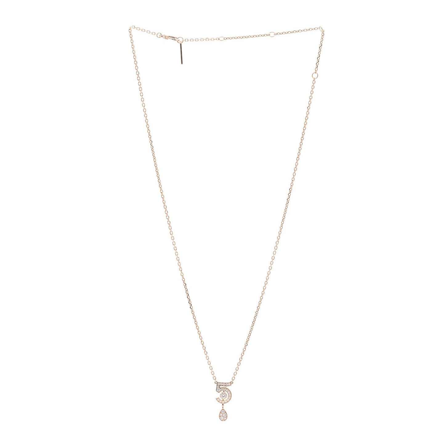 18K Beige Gold Diamond Eternal No 5 Pave Necklace