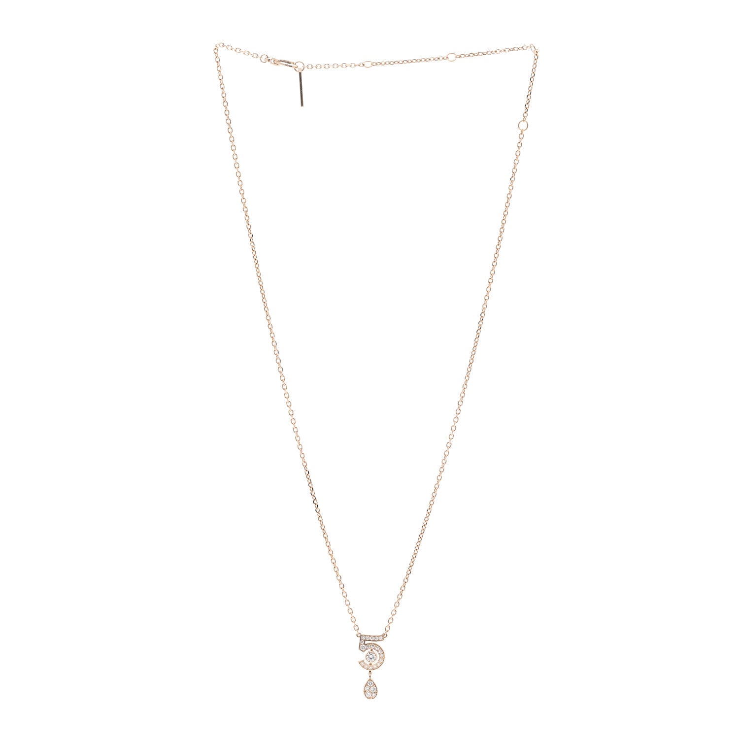 Chanel 18K Beige Gold Diamond Eternal No 5 Pave Necklace 3 of 5