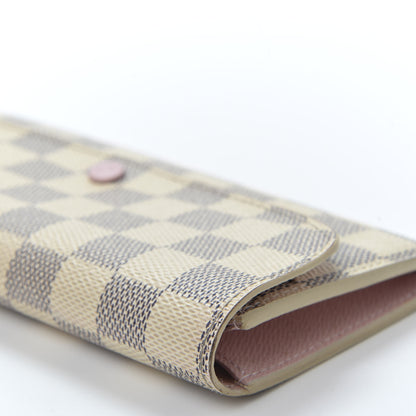 Louis Vuitton Damier Azur Emilie Wallet Rose Ballerine 8 of 11