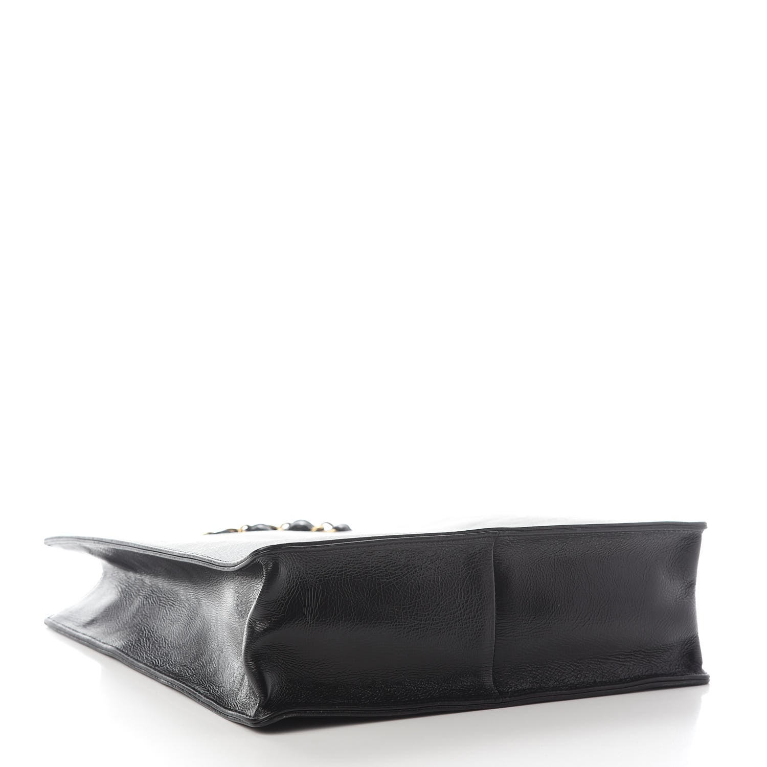 Chanel Shiny Aged Calfskin North South Shopping Bag Black 4 of 8