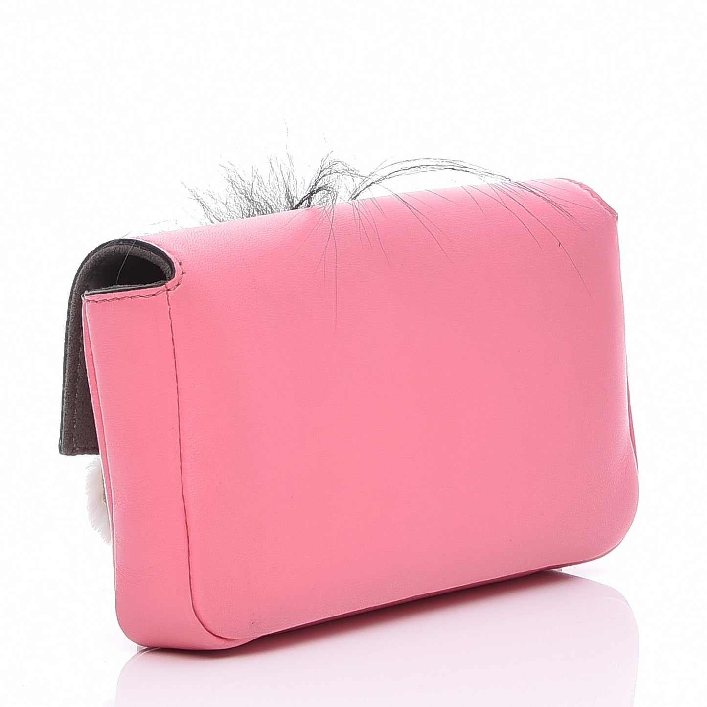 Nappa Rabbit Fox Fur Micro Buggie Baguette Rosa Fluo Multicolor