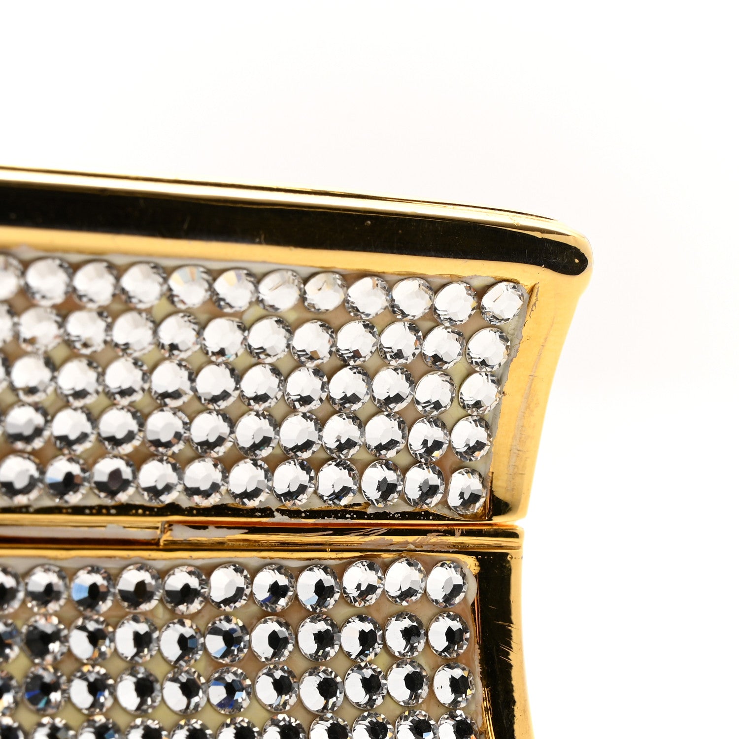Judith Leiber Swarovski Crystal Minaudiere Clutch Gold Silver 11 of 14