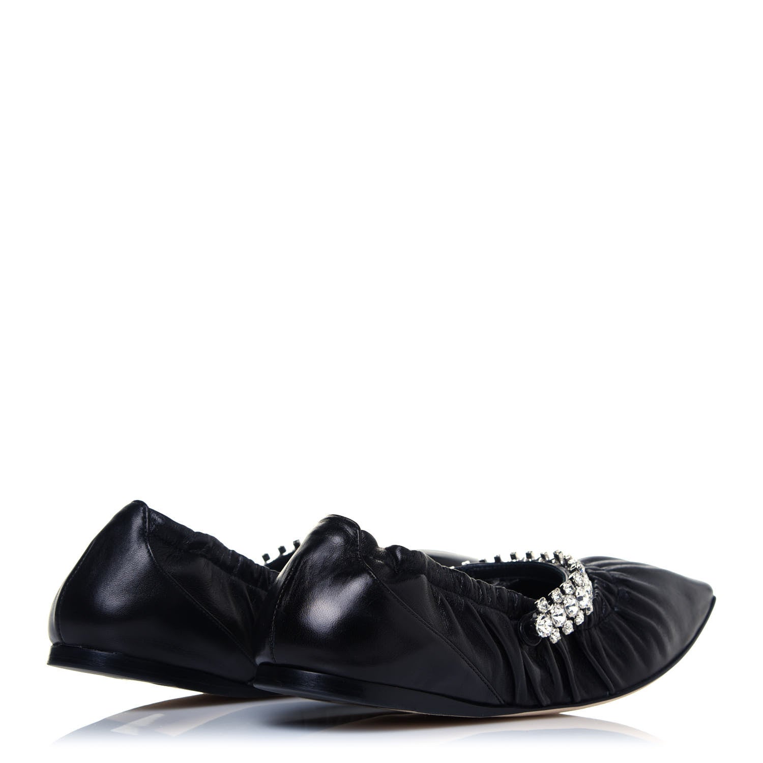 Jimmy Choo Lambskin Crystal Gai Flats 39 Black 7 of 16