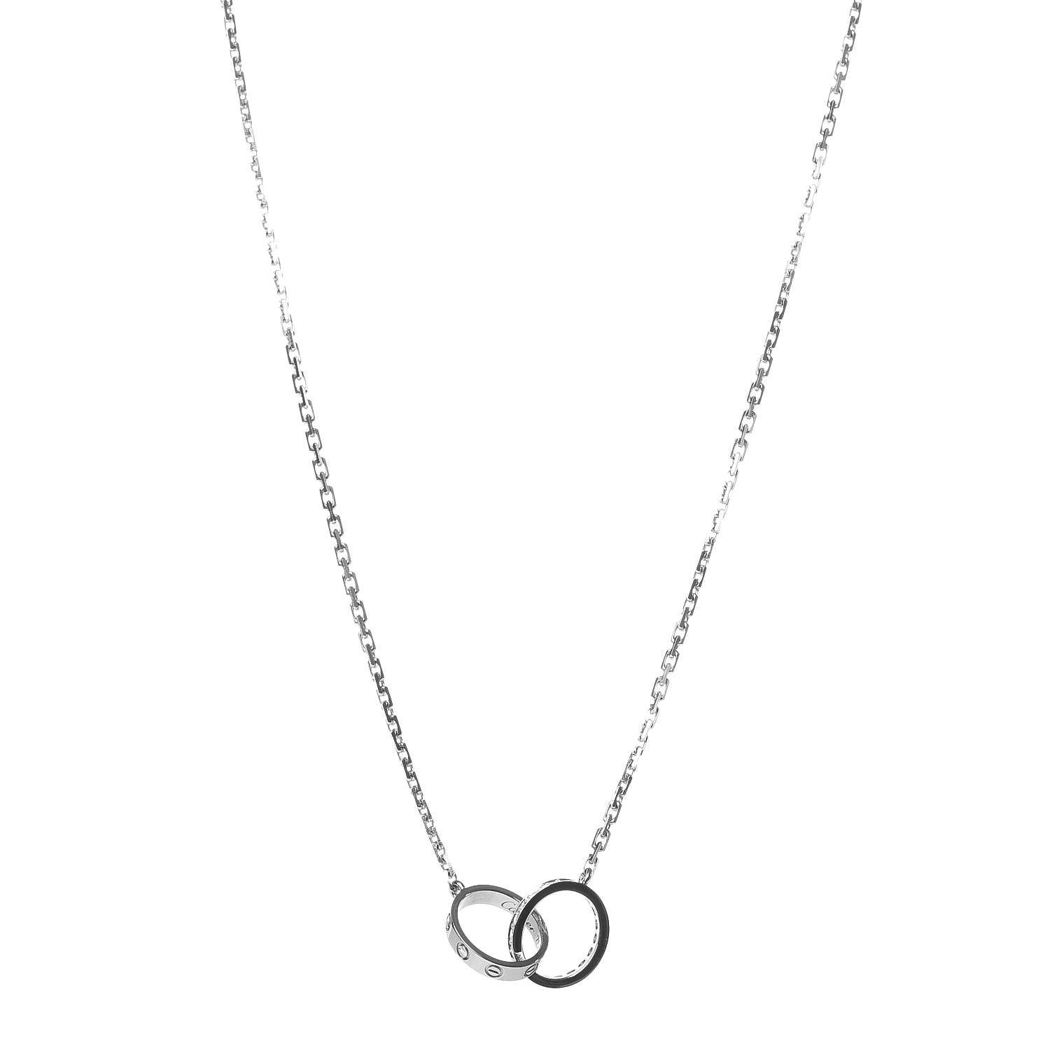 Cartier 18K White Gold Diamond Interlocking LOVE Necklace 1 of 6