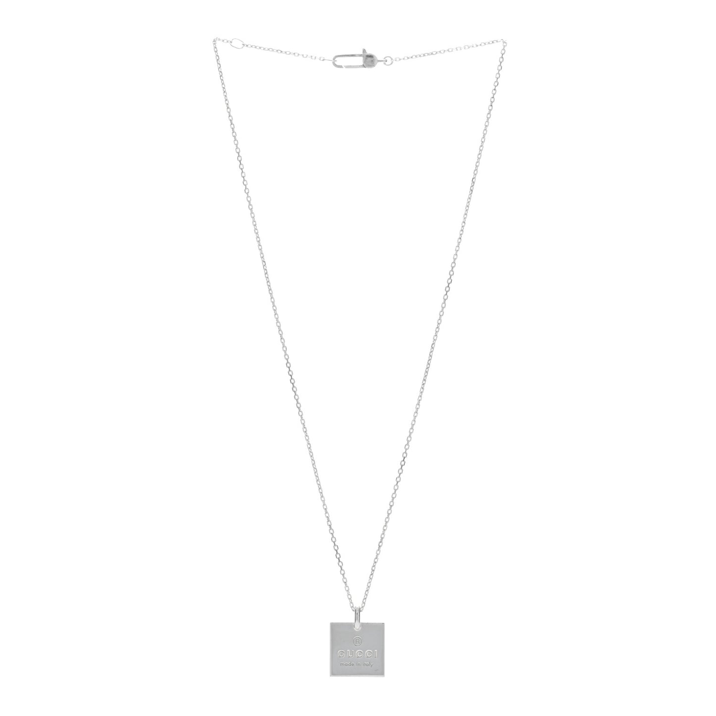 Sterling Silver Logo Square Tag Necklace