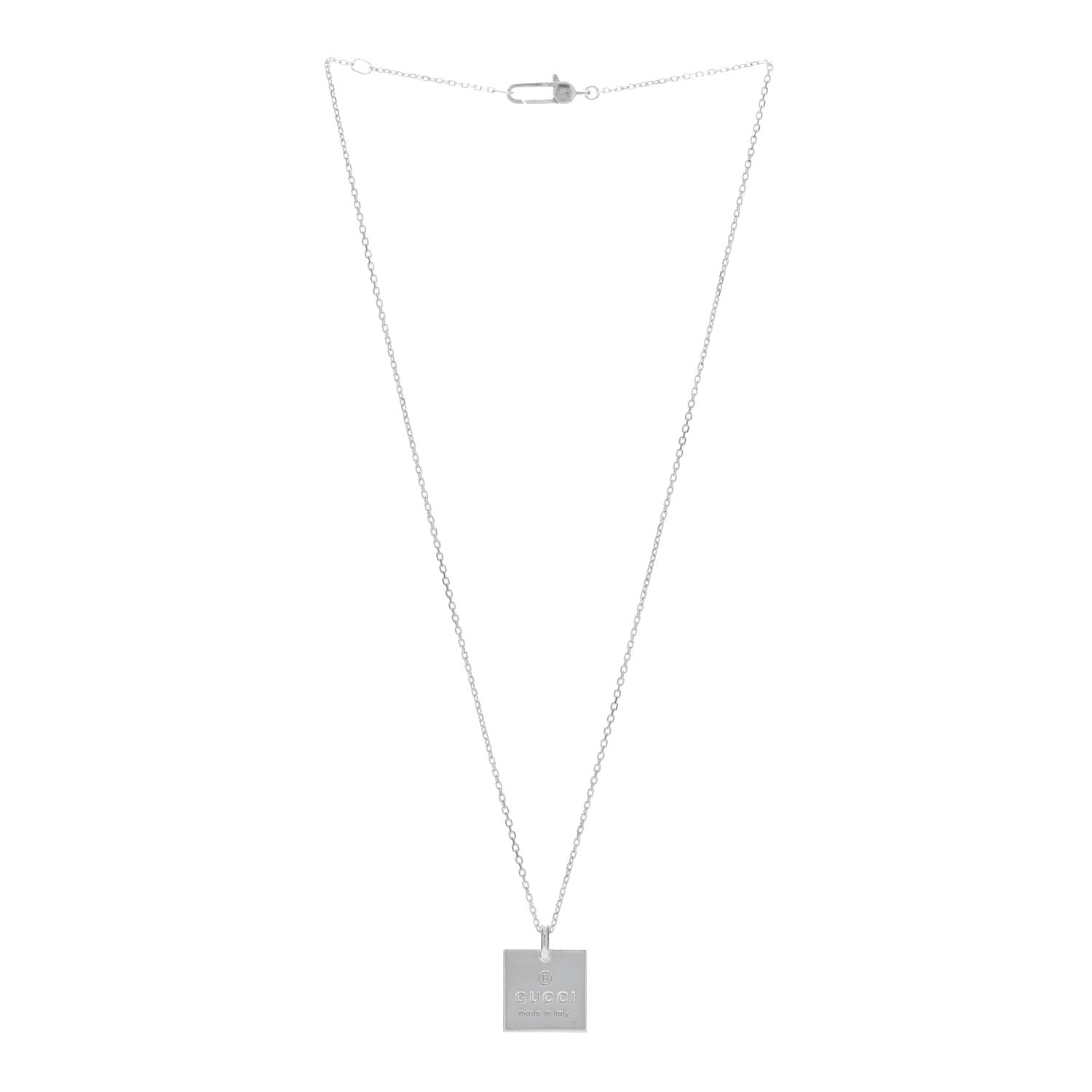 Gucci Sterling Silver Logo Square Tag Necklace 2 of 4
