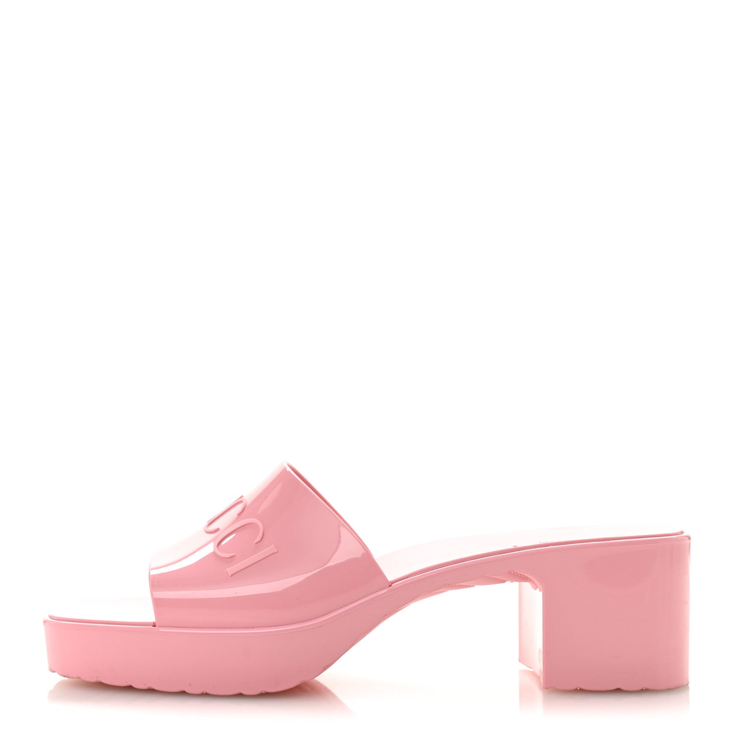 Gucci Rubber Gucci Logo Womens Platform 20/60mm Slide Sandals 40 Wild Rose 1 of 10
