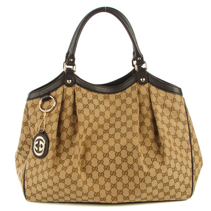 Gucci Monogram Dollar Calfskin Large Sukey Tote Beige Ebony Testa di Moro 1 of 7
