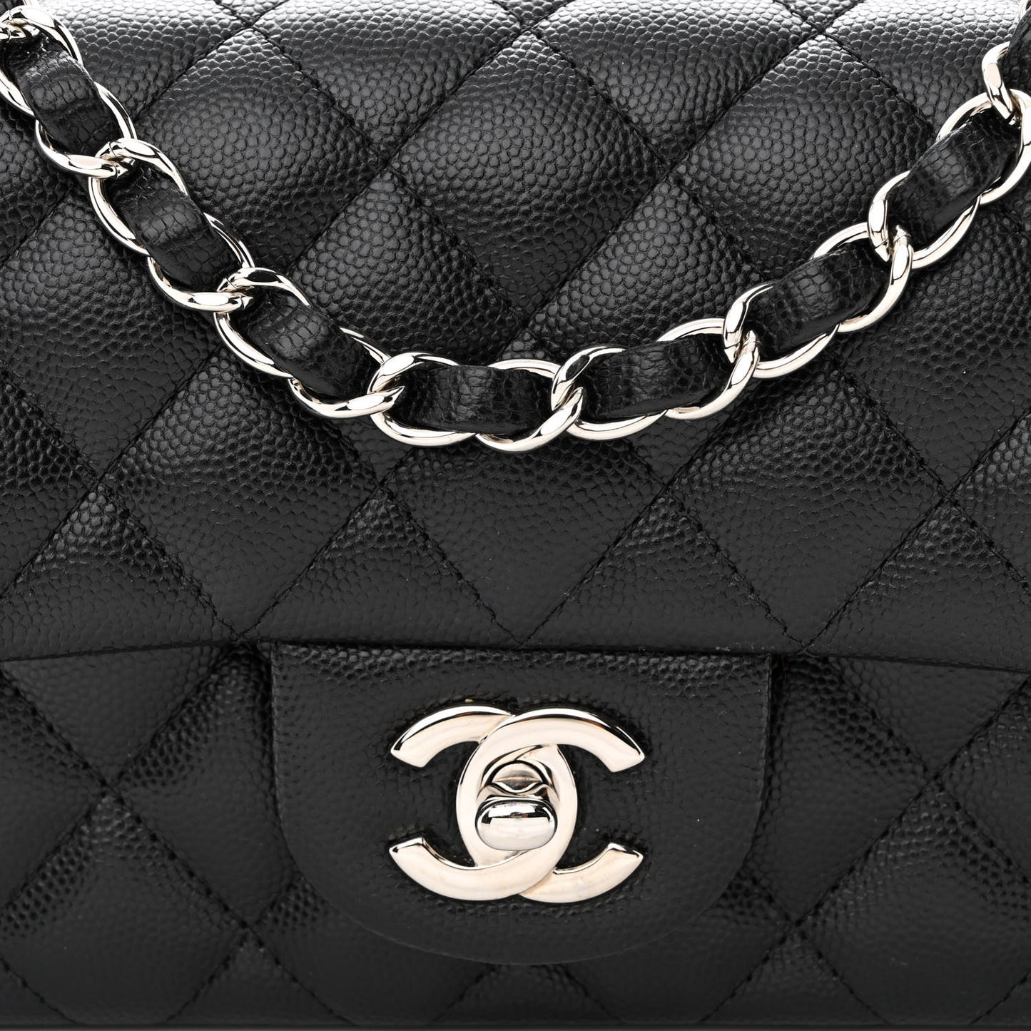 Caviar Quilted Mini Rectangular Flap Black
