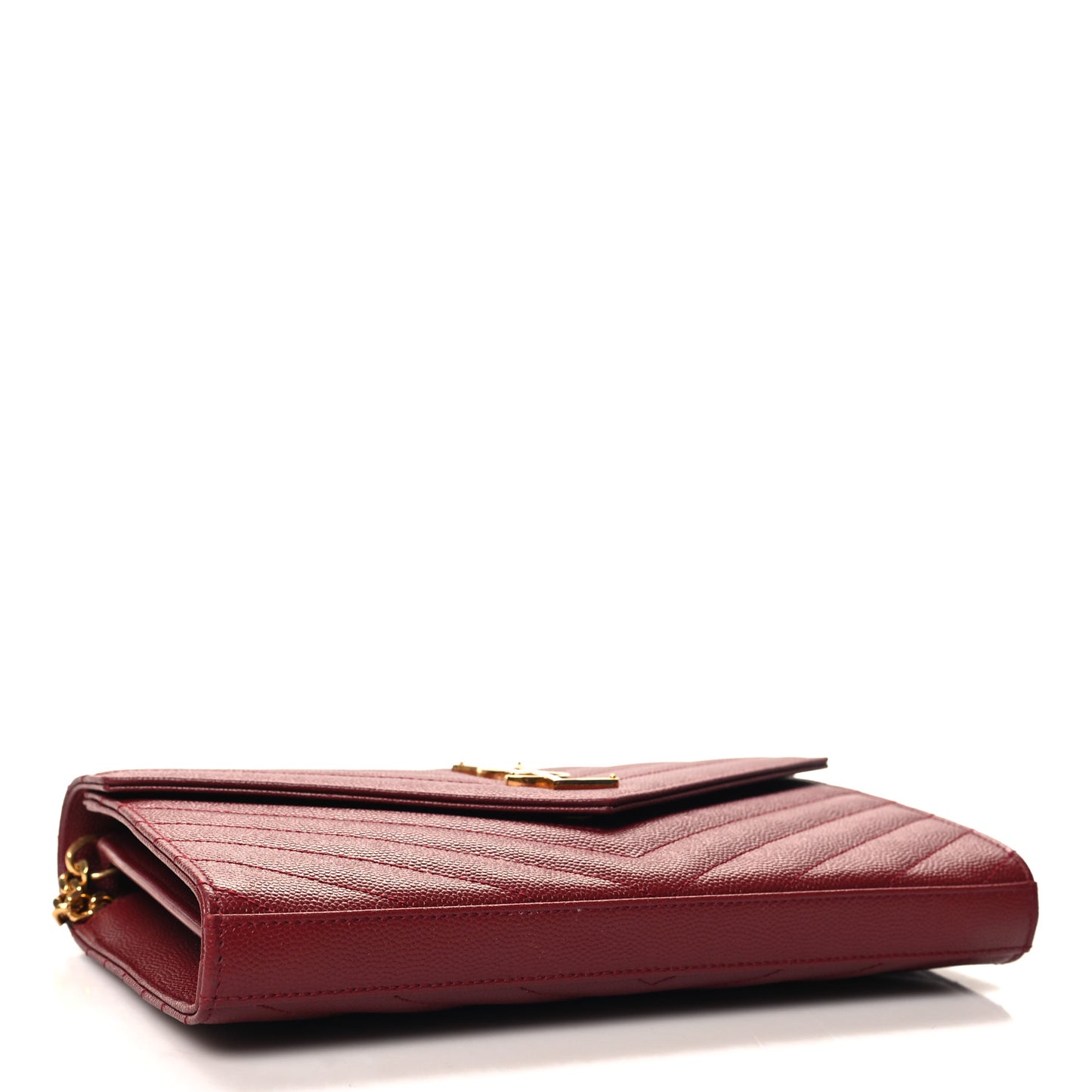 Grain De Poudre Matelasse Chevron Monogram Chain Wallet Opyum Red