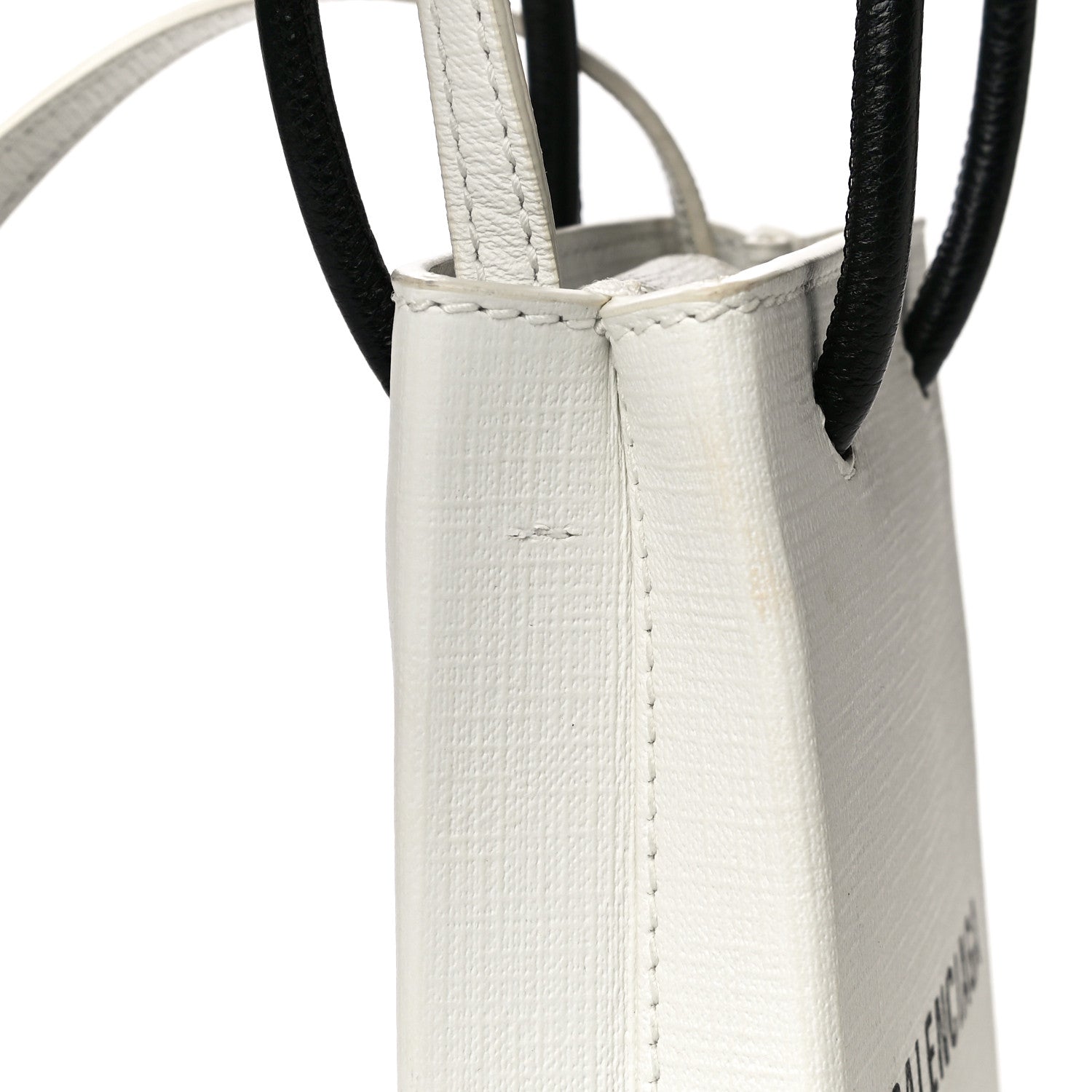 Balenciaga Squared Calfskin Logo Shopping Phone Holder Bag White 8 of 14