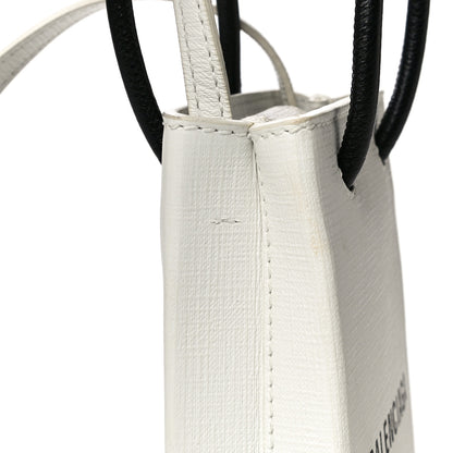 Balenciaga Squared Calfskin Logo Shopping Phone Holder Bag White 8 of 14