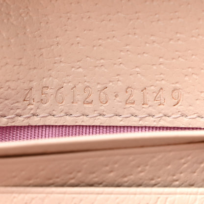 Gucci Textured Dollar Calfskin Berry Print GG Marmont Card Case Mystic White Light Pink 7 of 10
