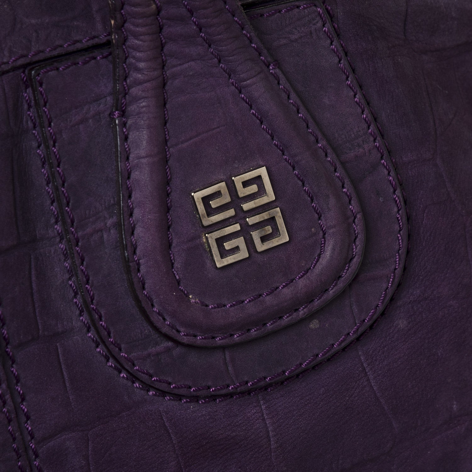 Givenchy Nubuck Crocodile Embossed Medium Nightingale Purple 8 of 9