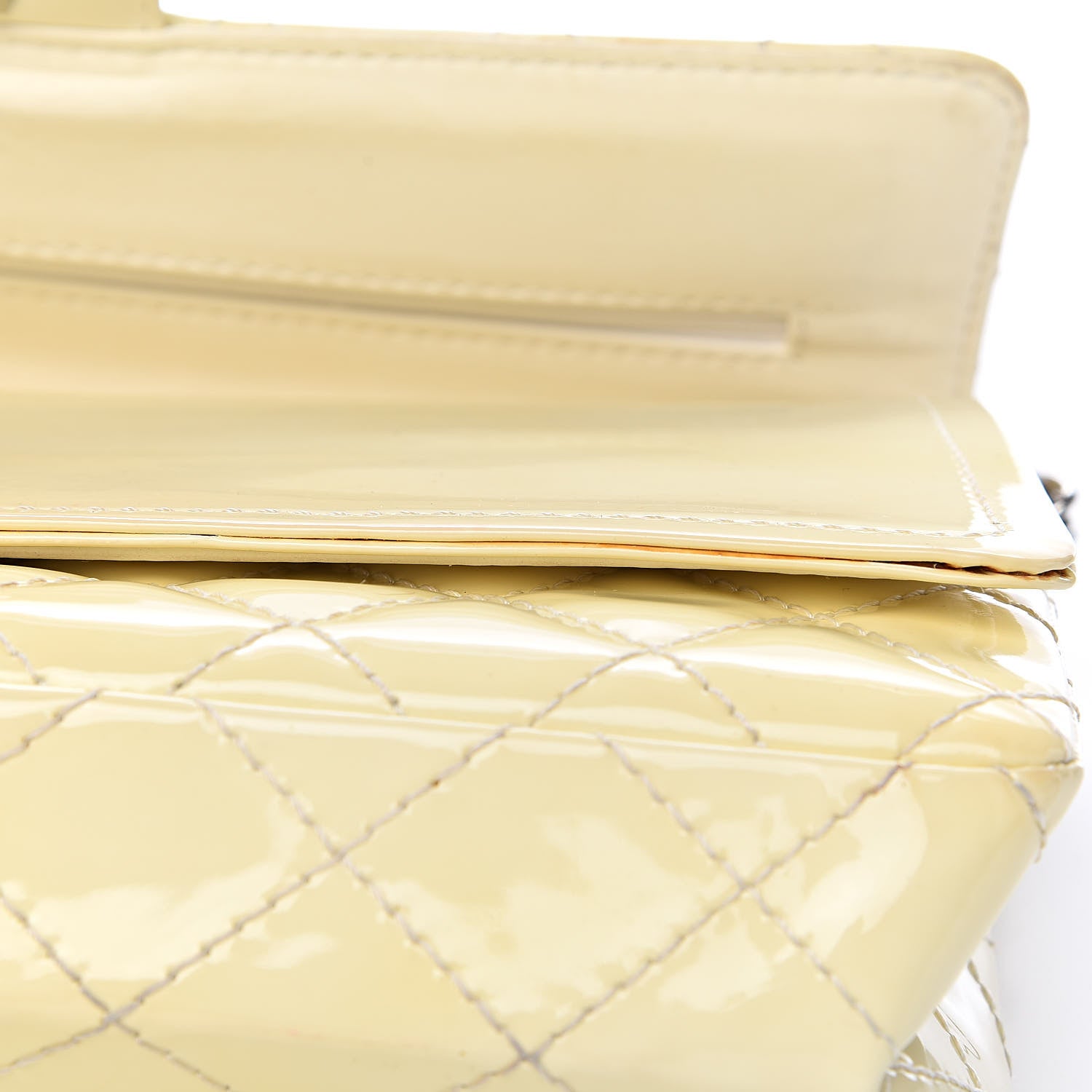 Chanel Patent Quilted Medium Double Flap Ivory 18 of 26