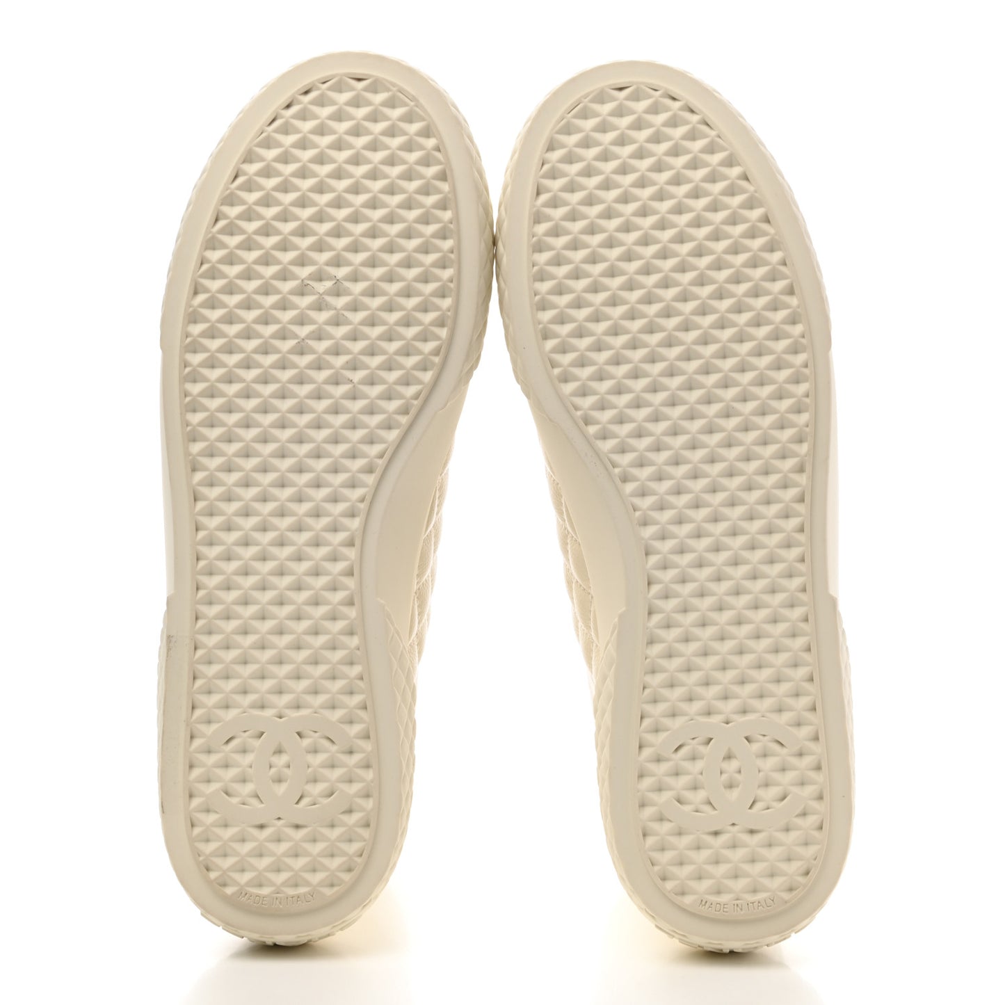 Calfskin High Top CC Sneakers 37.5 Ivory Black