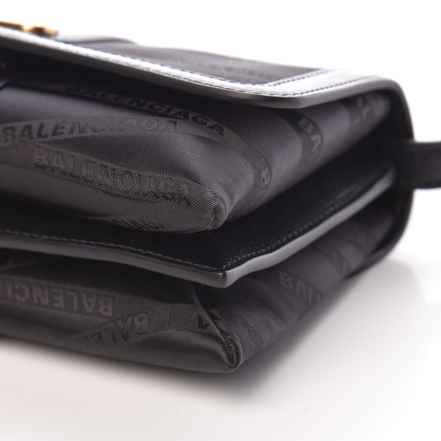 Jacquard Nylon Calfskin Shift Wallet On Strap Black