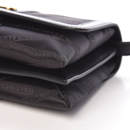 Balenciaga Jacquard Nylon Calfskin Shift Wallet On Strap Black 10 of 10