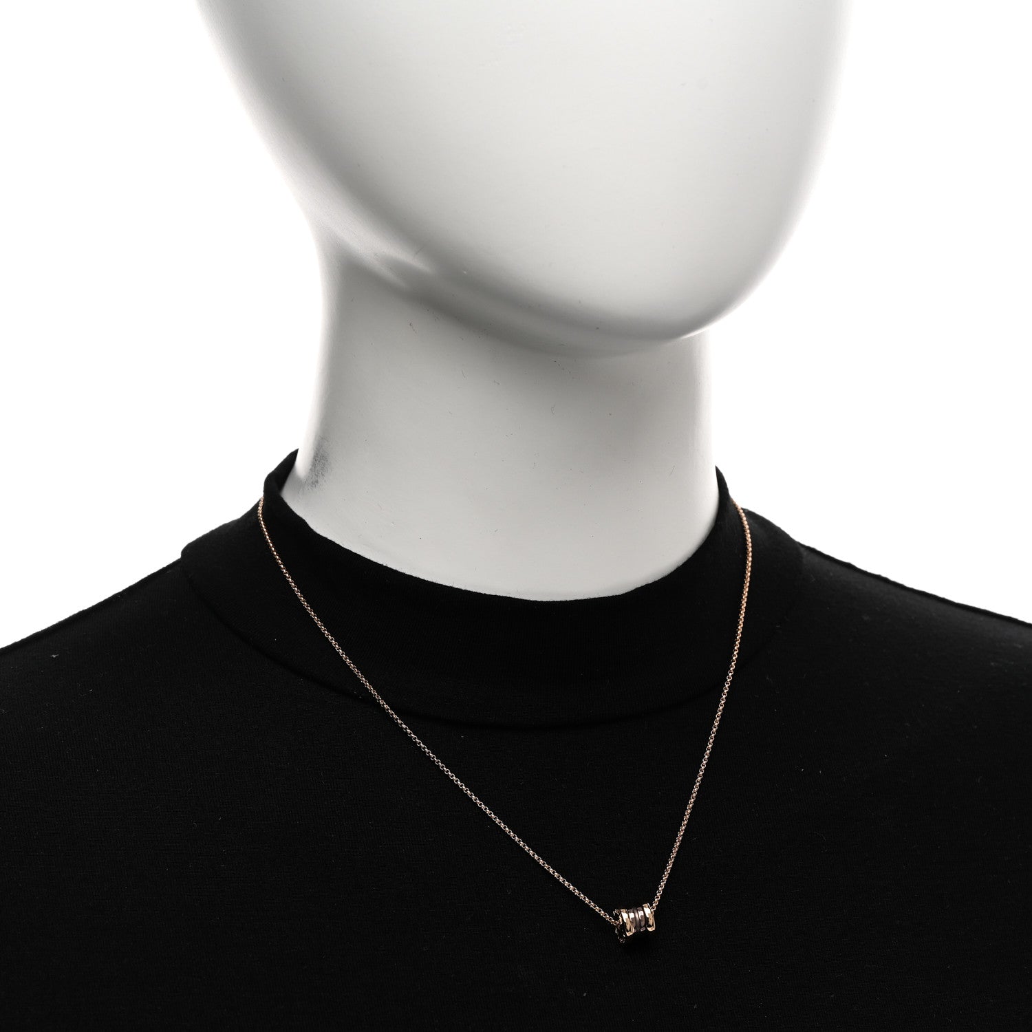 Bulgari 18K Rose Gold Cermet Small B.Zero1 Pendant Necklace 2 of 5