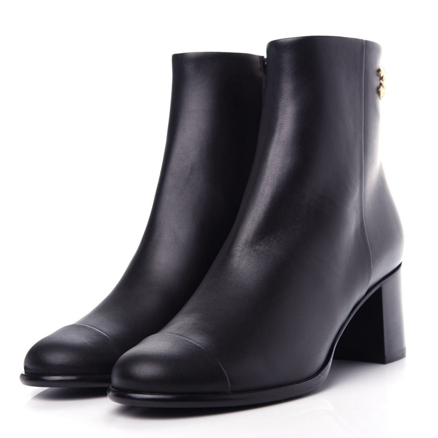 Calfskin CC Ankle Boots 37.5 Black
