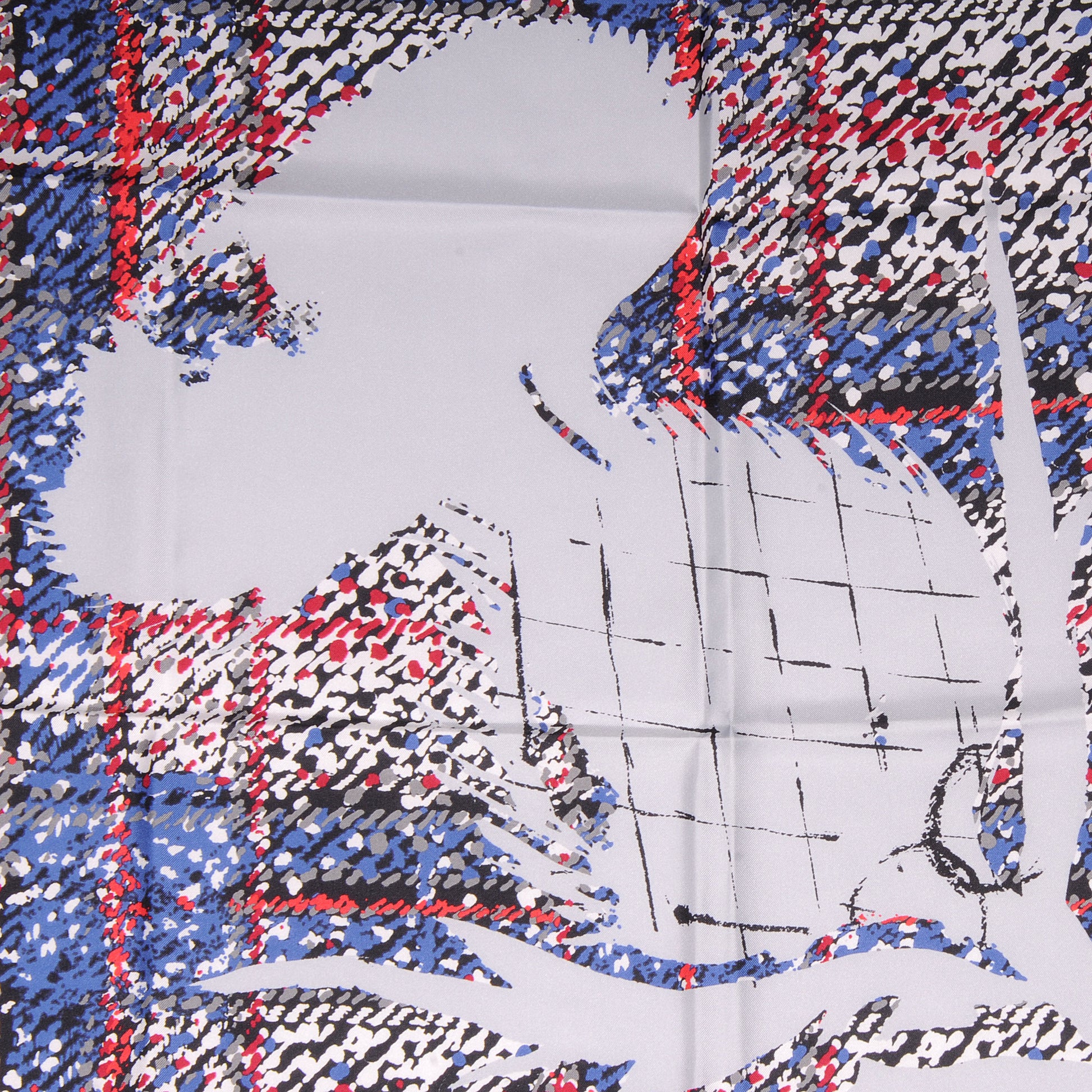 Chanel Silk CC Thistle Scarf Blue Red 1 of 5