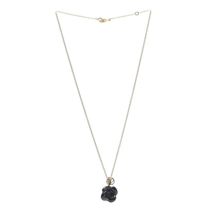 Christian Dior 18K Yellow Gold Diamond Black Onyx Rose Pre Catelan Pendant Necklace 3 of 6