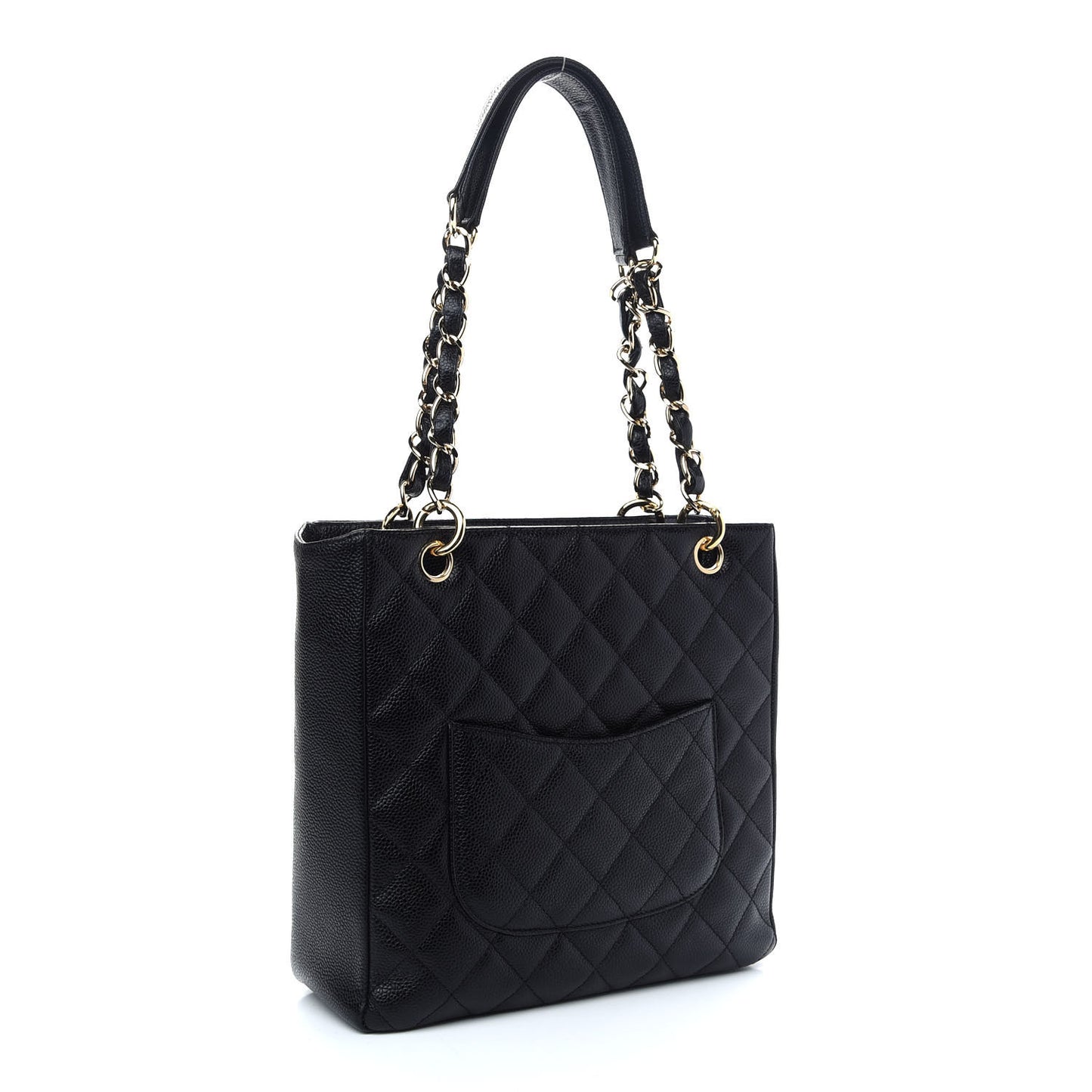 Caviar Quilted Petit Shopping Tote PST Black