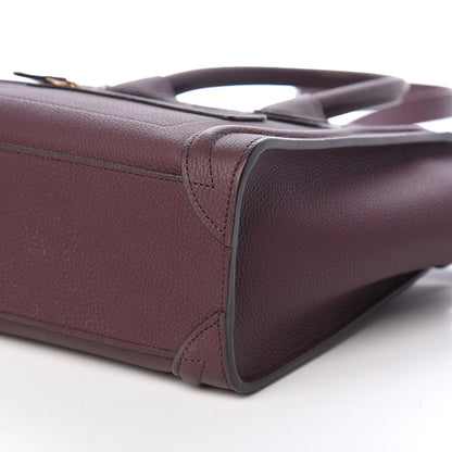 Celine Drummed Calfskin Nano Luggage Dark Wine 12 of 12