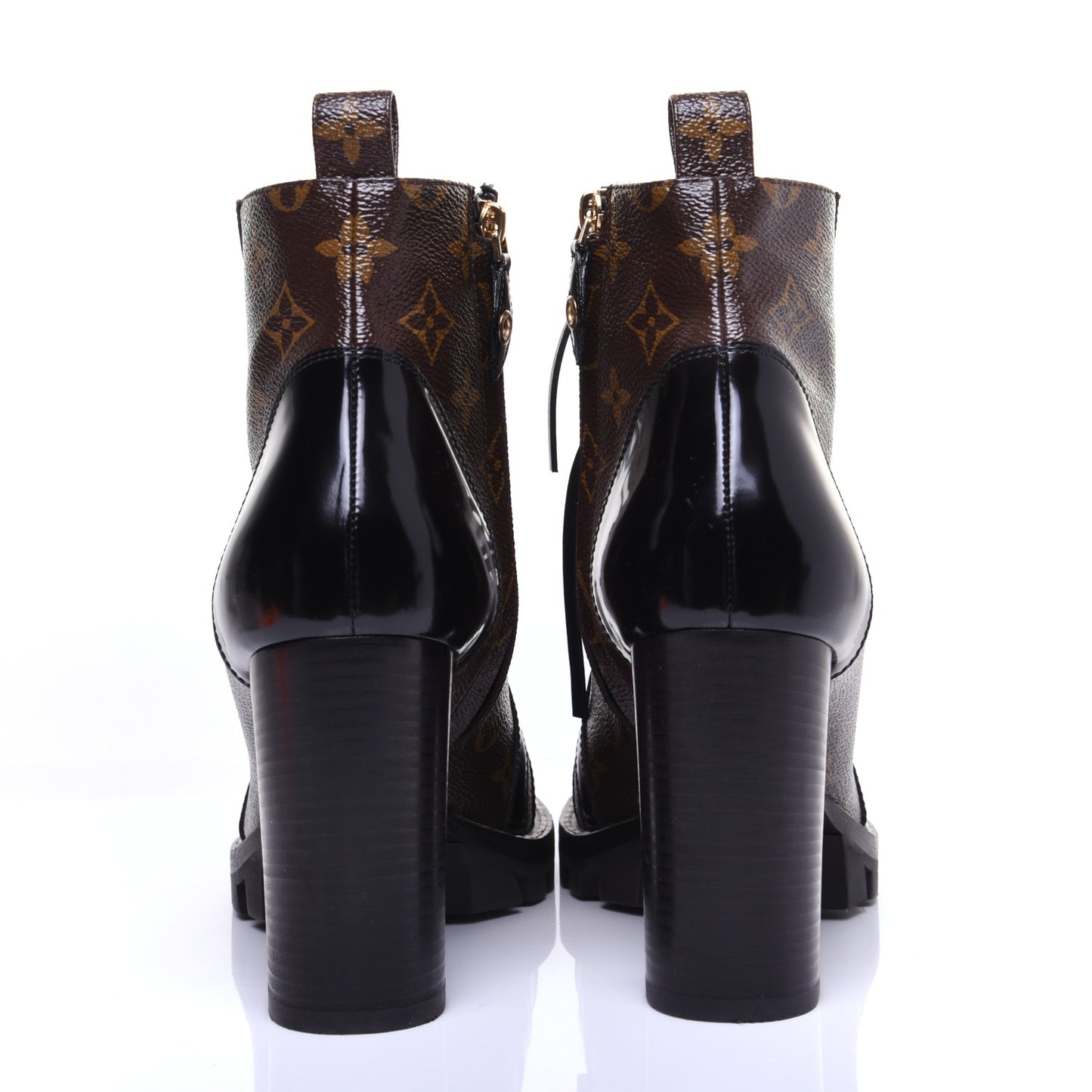 Patent Calfskin Monogram Star Trail Ankle Boots 41 Black