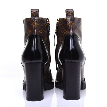 Louis Vuitton Patent Calfskin Monogram Star Trail Ankle Boots 41 Black 4 of 13