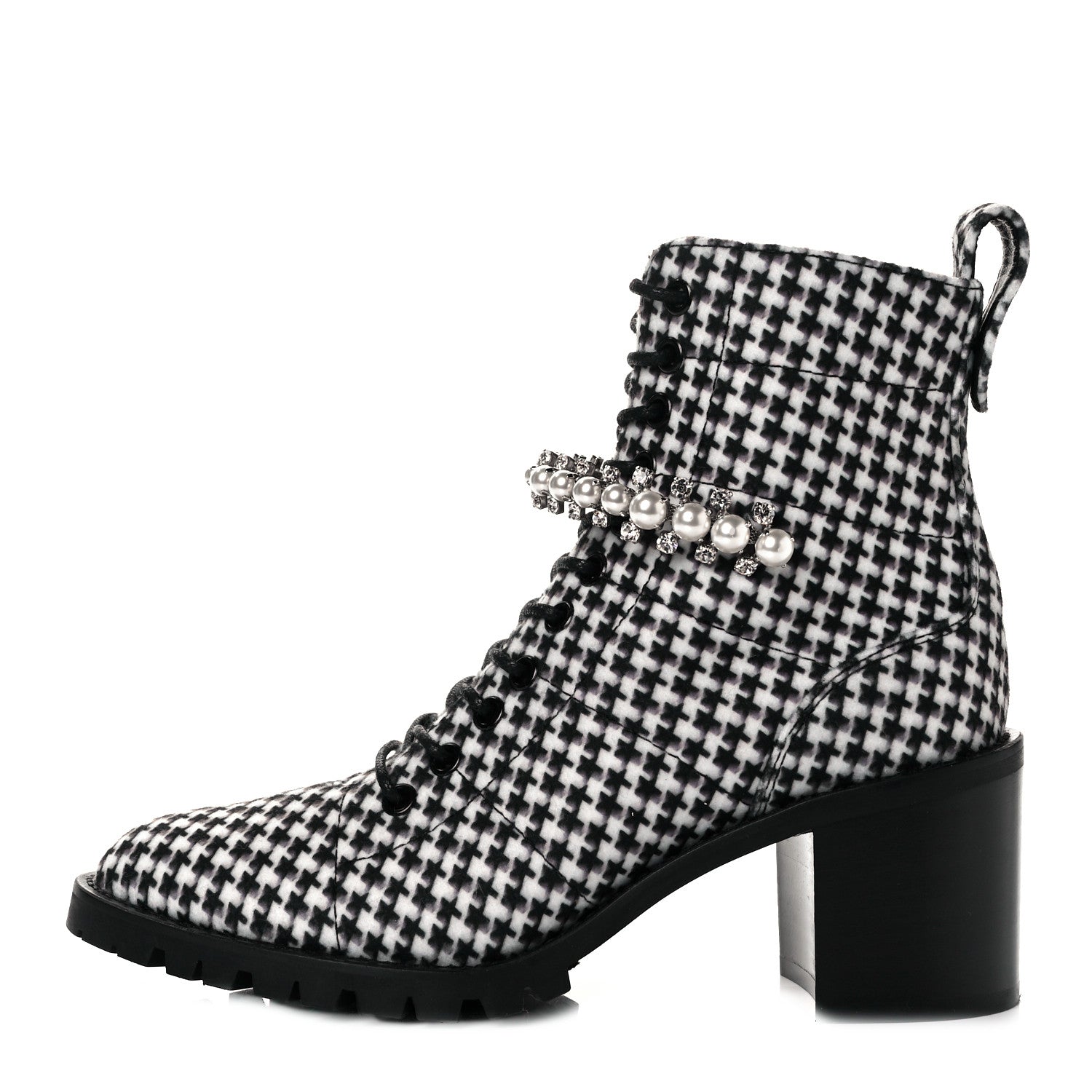 Jimmy Choo Crystal Embellished Cruz 65 Ankle Booties 37.5 Black White 1 of 6