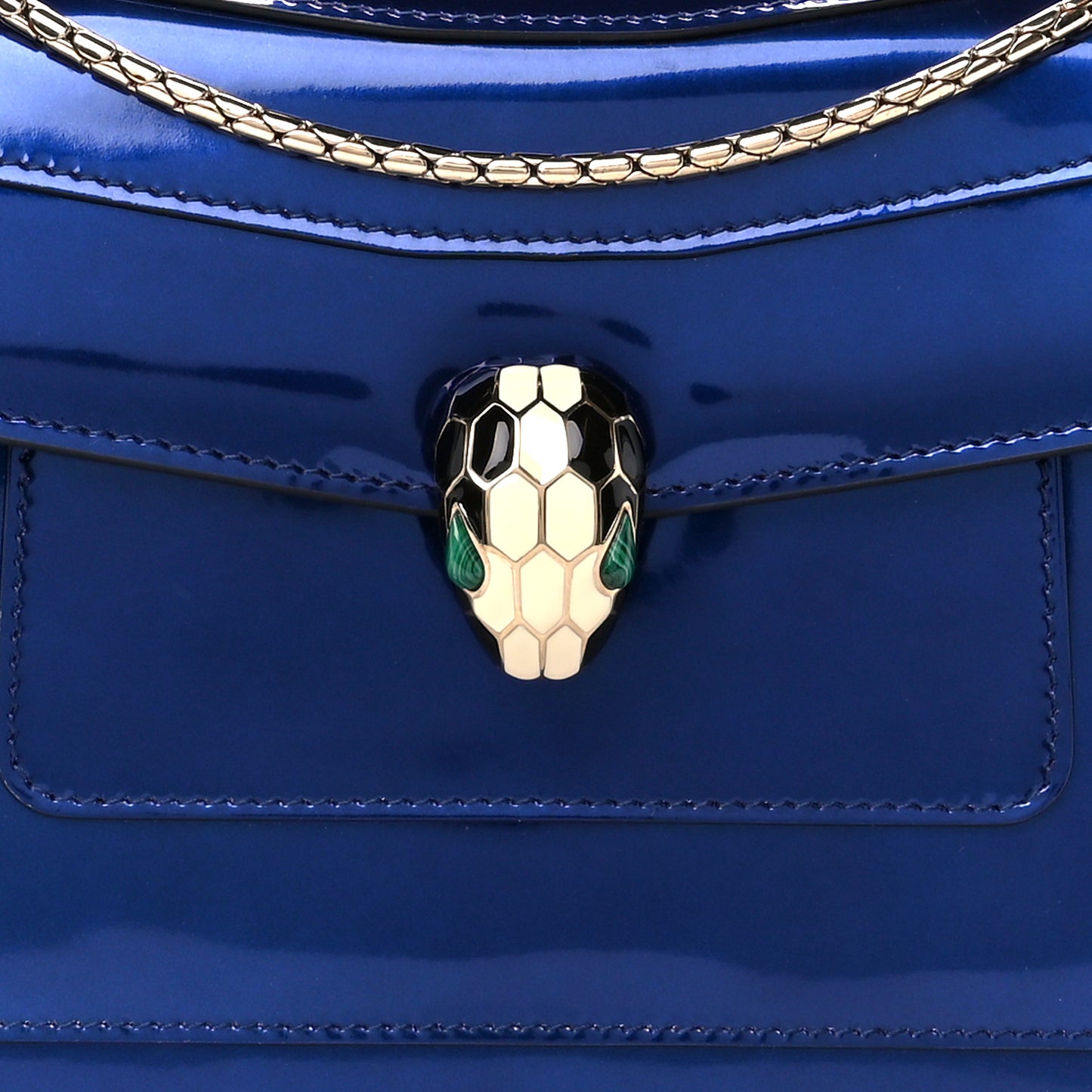 Metallic Calfskin Serpenti Forever Shoulder Bag Blue