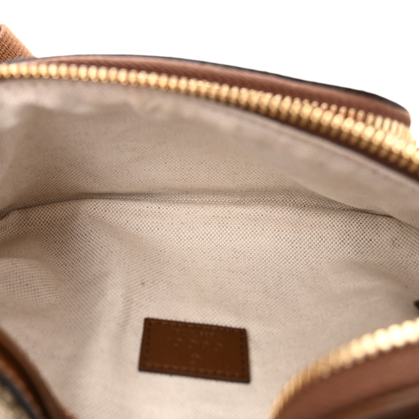 GG Supreme Monogram Textured Calfskin Retro Interlocking G Belt Bag Beige Ebony Brown Sugar
