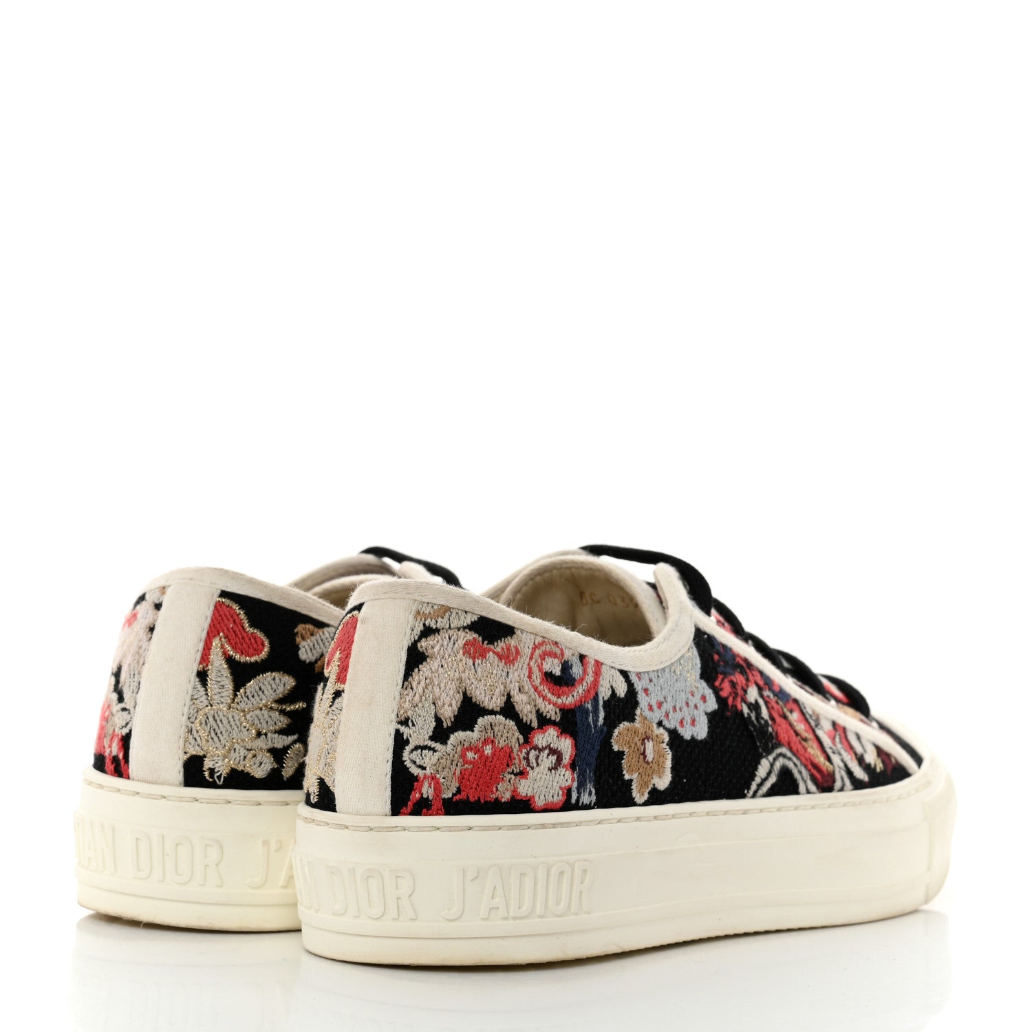 Christian Dior Cotton Floral Pop Embroidered Walk'N'Dior Low Top Sneakers 37 Red Multicolor 4 of 8