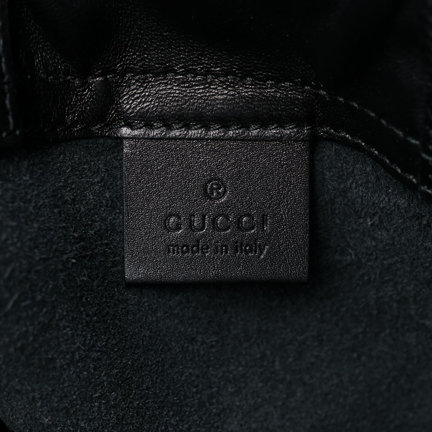 Calfskin Logo Drawstring Backpack Black