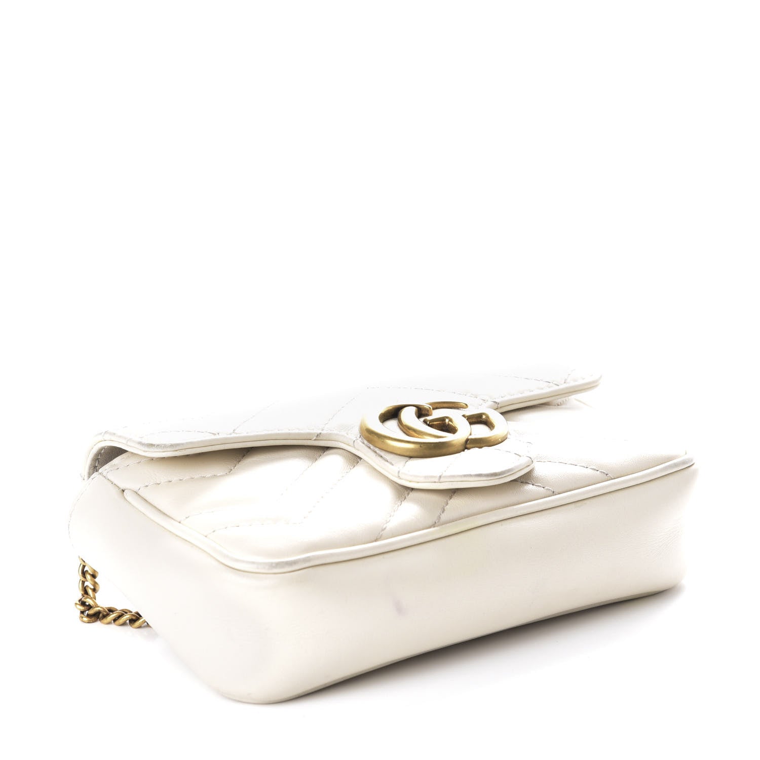 Gucci Calfskin Matelasse Super Mini GG Marmont Shoulder Bag White 4 of 9