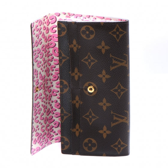 Monogram Leopard Sarah Wallet Blanc Corail