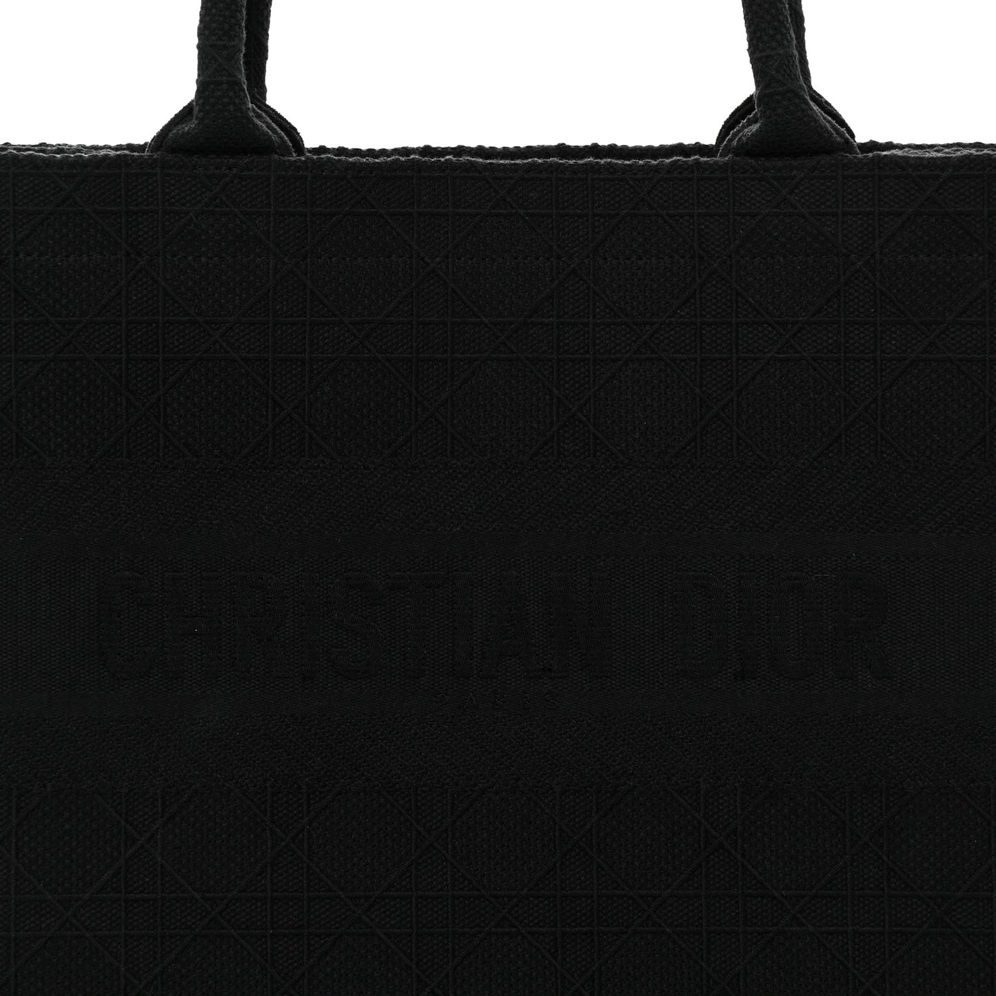 Canvas Embroidered Cannage Medium Book Tote Black Multicolor