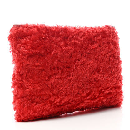 Miu Miu Eco Shearling Pouch Rosso 3 of 7