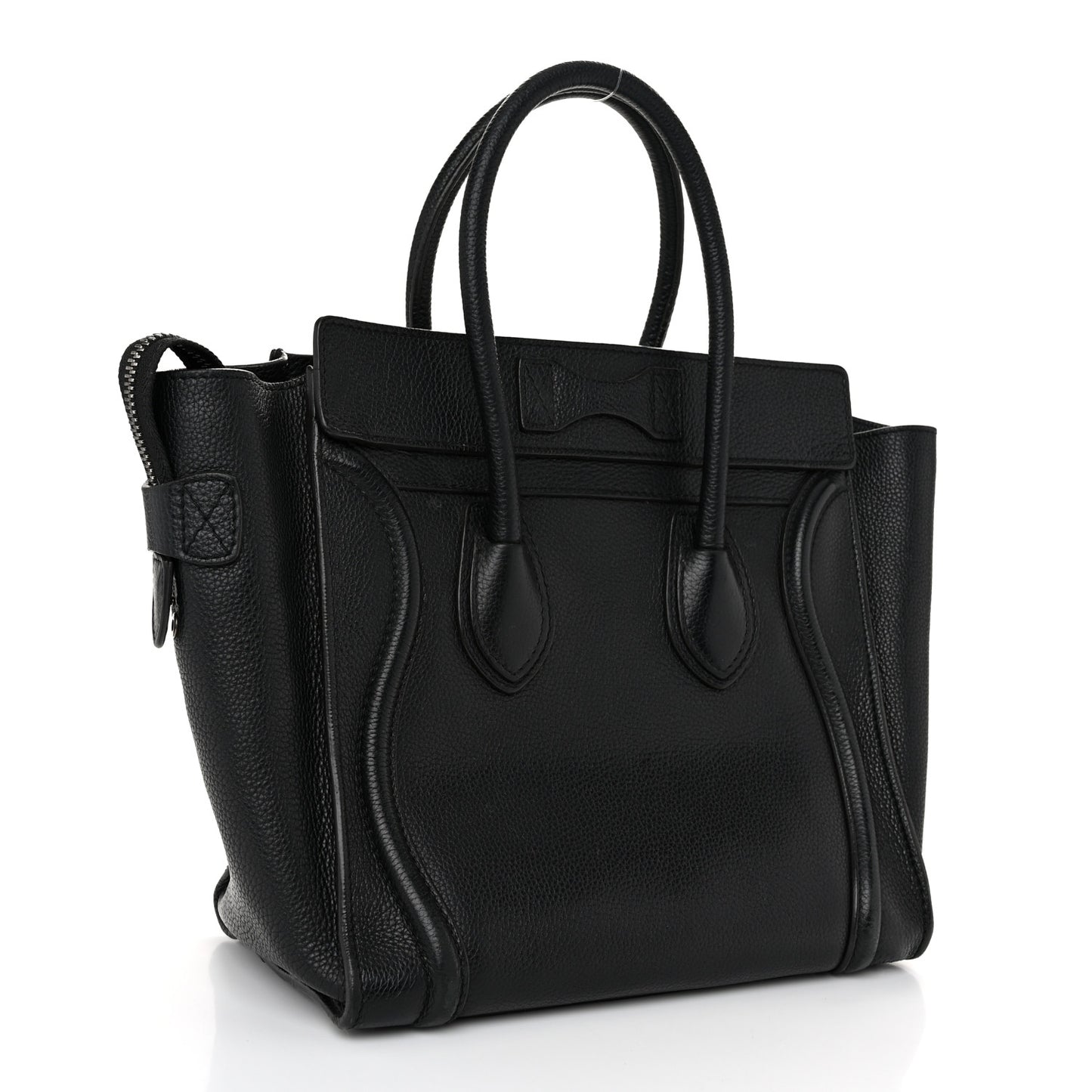 Drummed Calfskin Micro Luggage Black